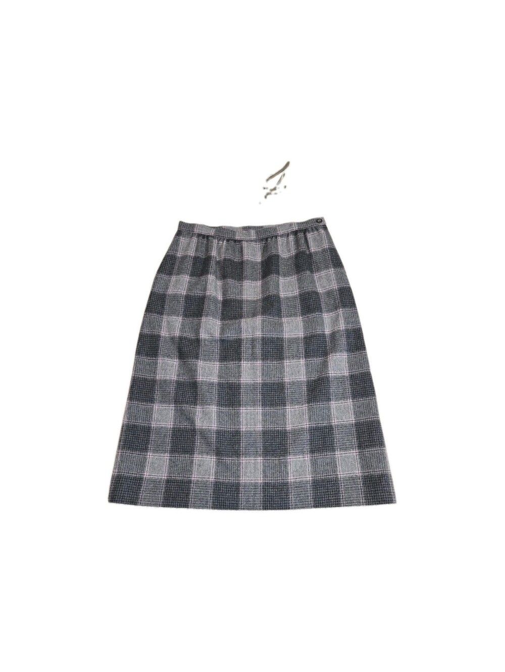 Pendleton 💯 virgin Wool Skirt Sz 14 Houndstooth Plaid Vtg Pockets Knee Length